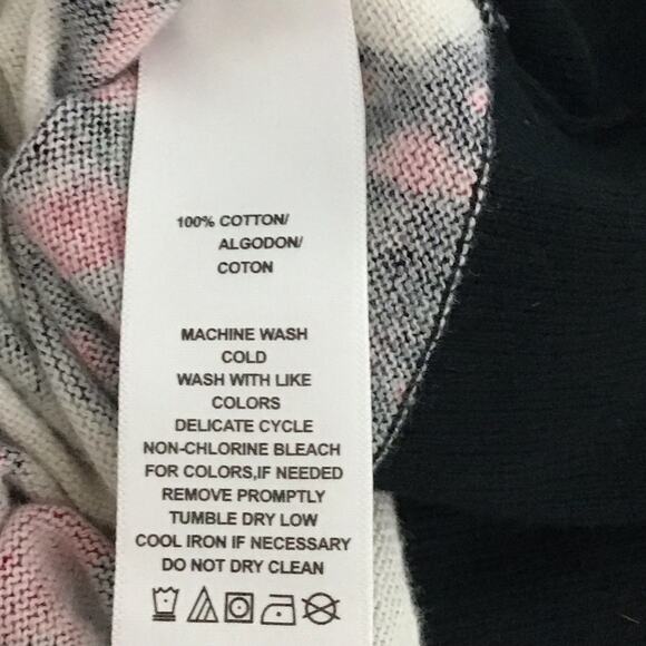 Mac & Jac Cream Red Rose Print Slim Cardigan Long Knit Sweater sz Small Grandma - Picture 6 of 7